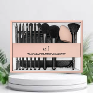 e.l.f. Full Face & Eye Makeup Brush Set with Travel Case